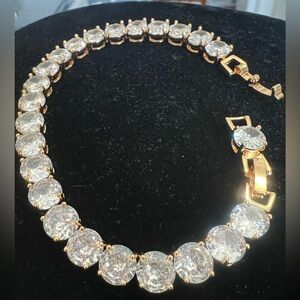 Crystal gold plated tennis bracelet NWOT